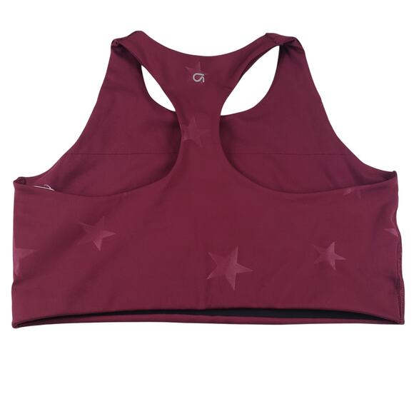 Gap Fit Sports Bra Large Blackout Technology High Neck Burgundy Stars Athleisure - Picture 2 of 3